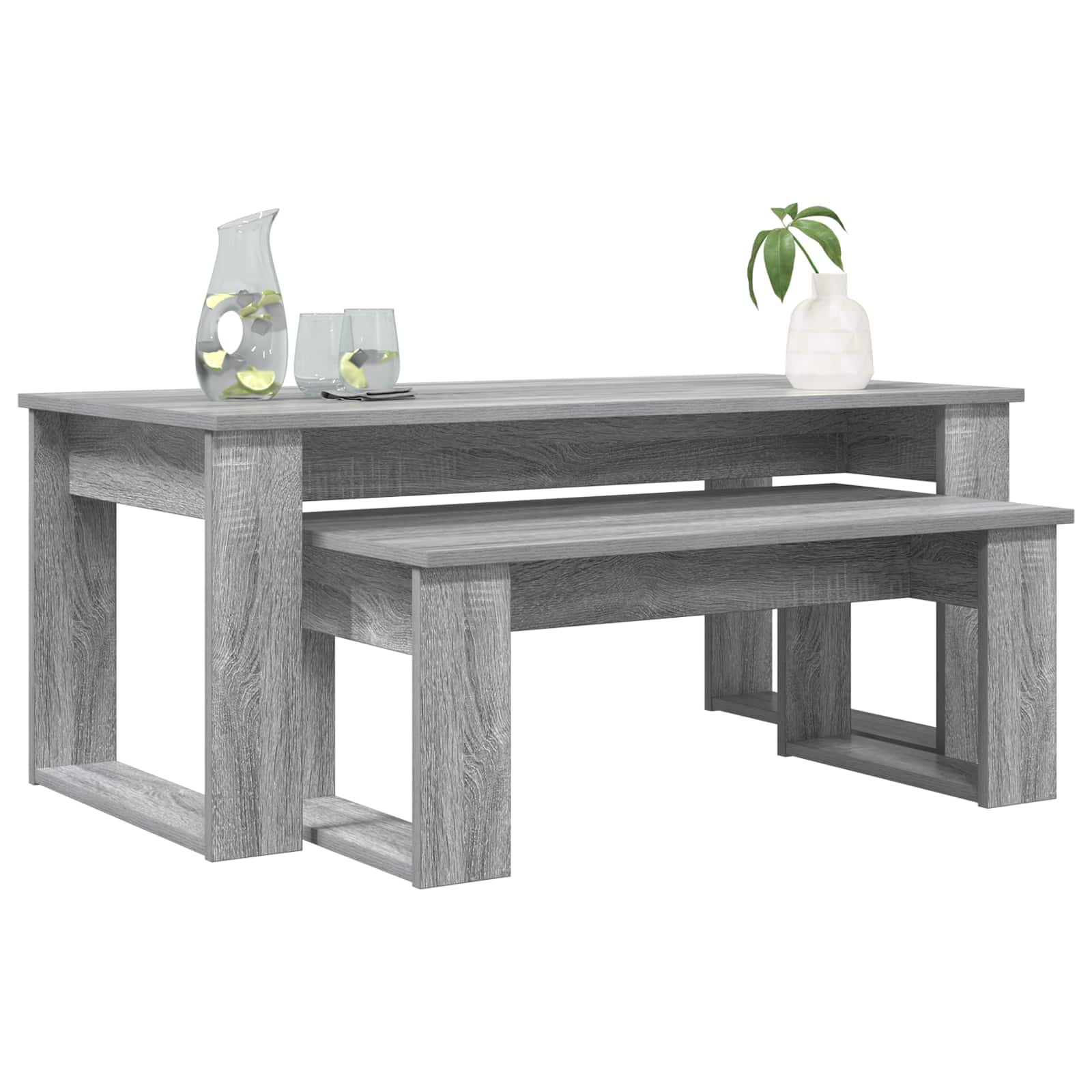 Sada Konferenčních Stolků 2 Pcs Šedá Sonoma 100 X 50 X 42 Cm