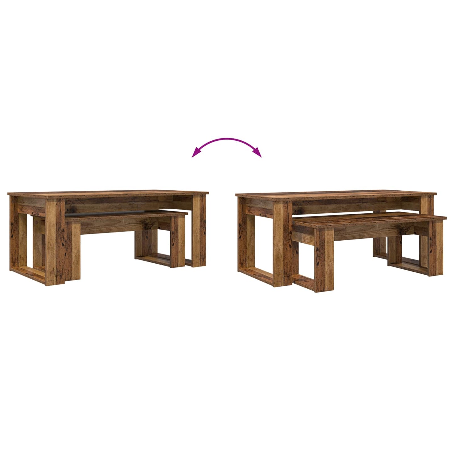 Sada Konferenčních Stolků 2 Pcs Staré Dřevo 100 X 50 X 42 Cm