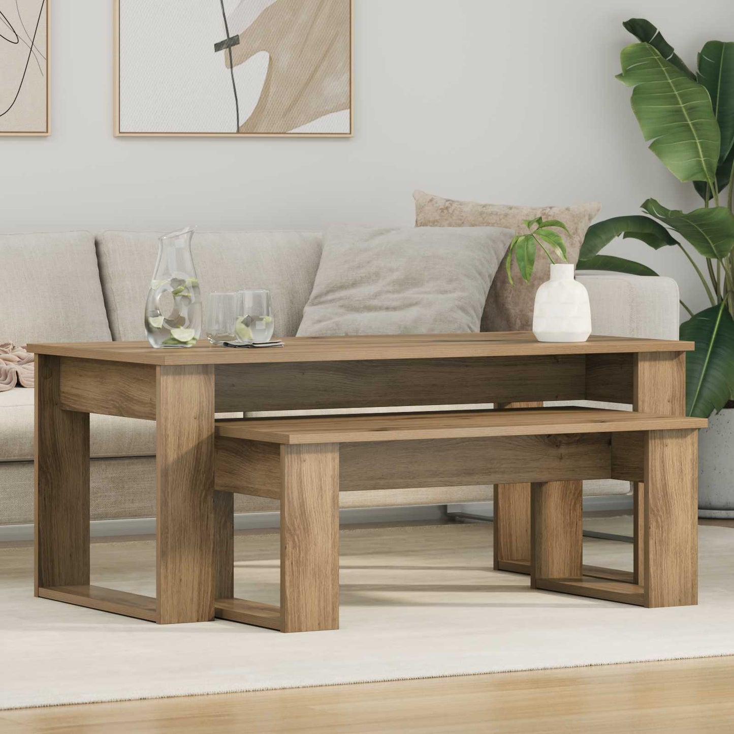 Sada Konferenčních Stolků 2 Pcs Artisanový Dub 100 X 50 X 42 Cm