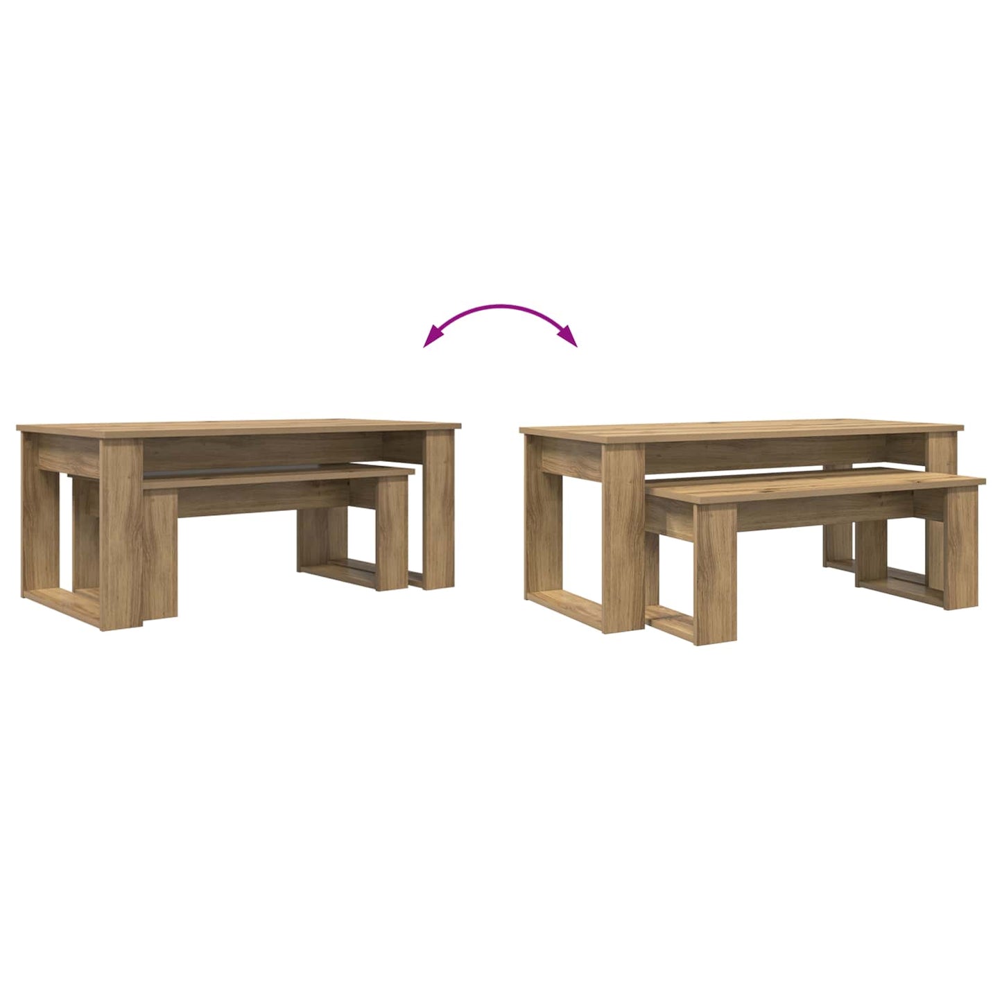 Sada Konferenčních Stolků 2 Pcs Artisanový Dub 100 X 50 X 42 Cm
