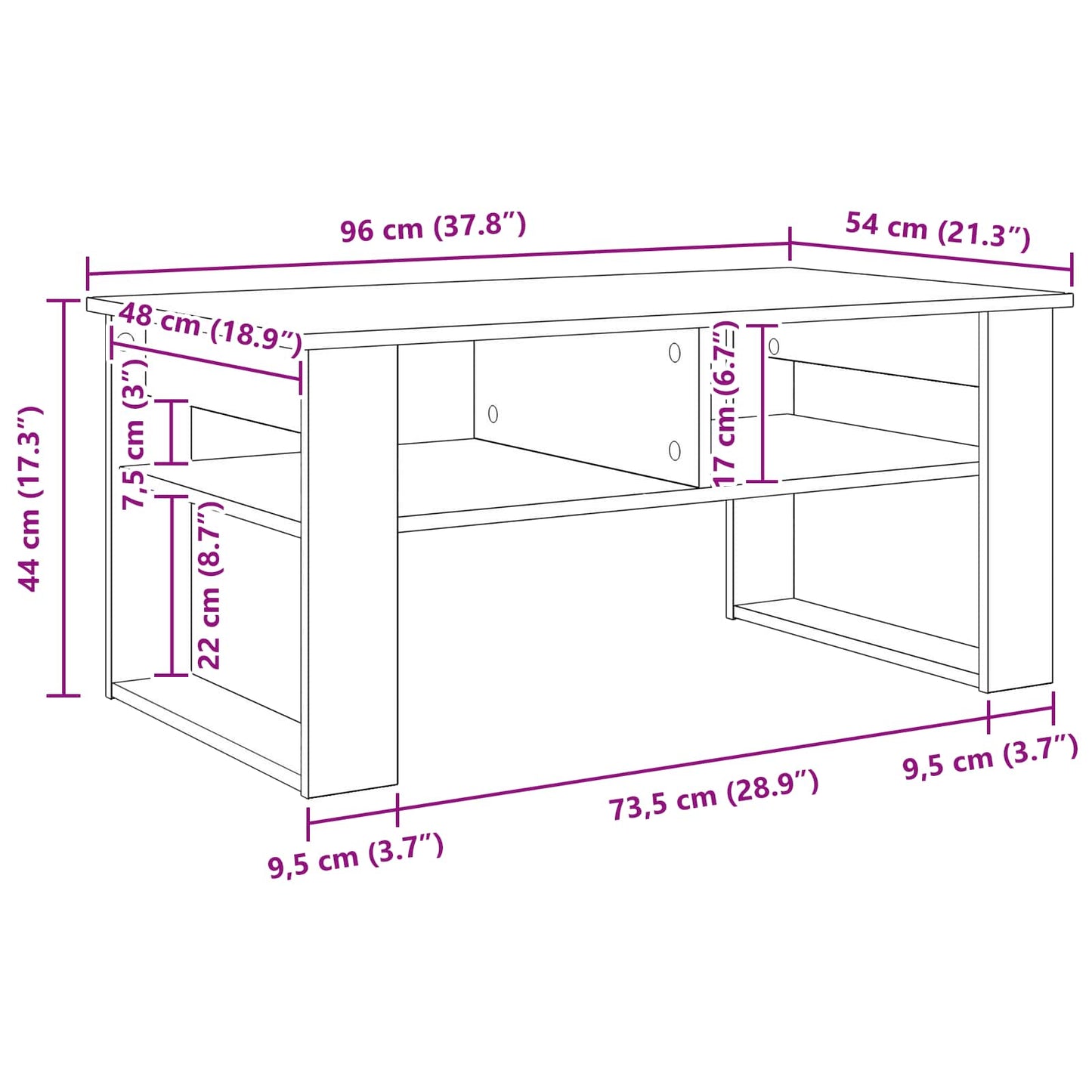 Konferenční Stolek Staré Dřevo 96 X 54 X 44 Cm Kompozitní Dřevo