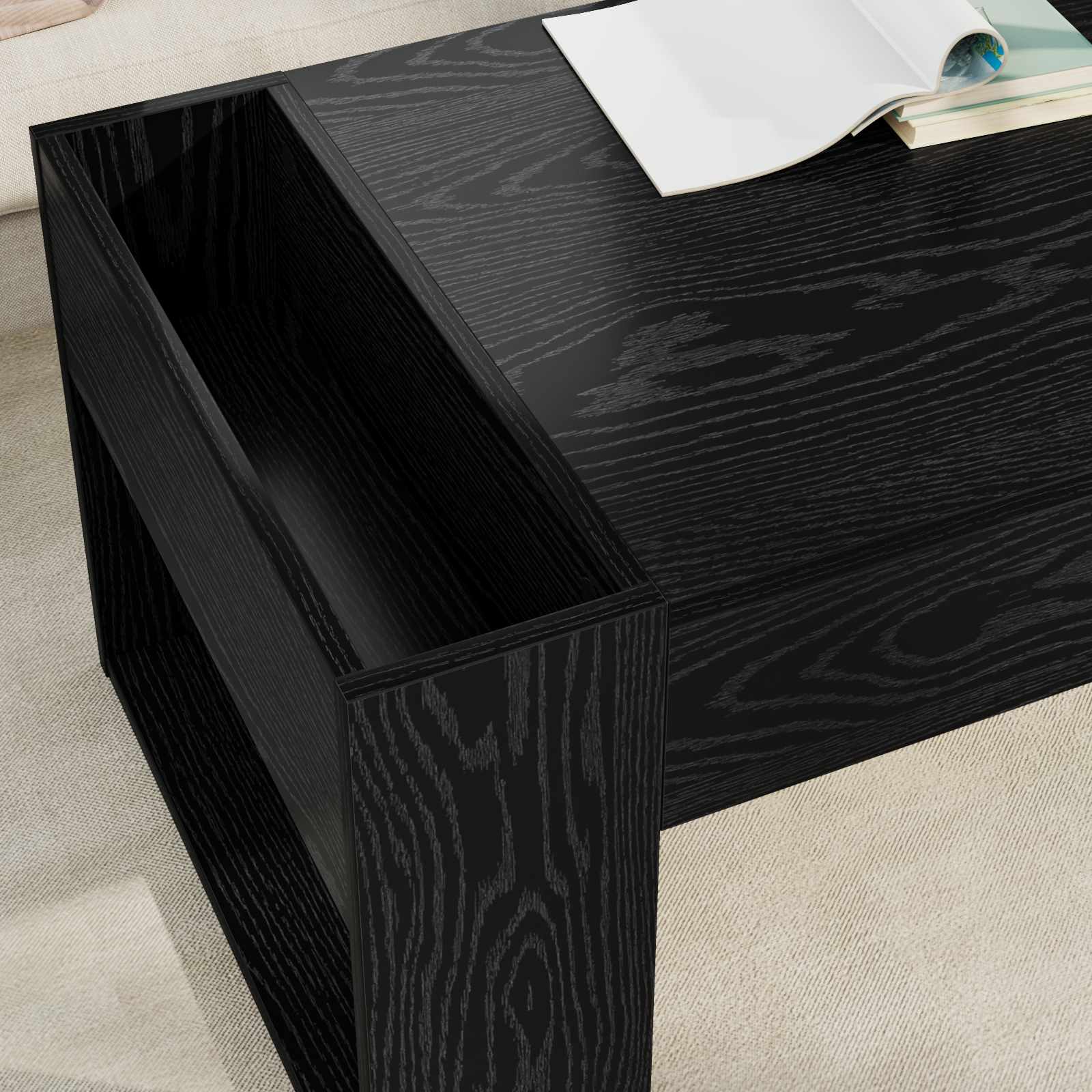 Konferenční Stolek Černý Dub 110 X 50 X 41 Cm Kompozitní Dřevo