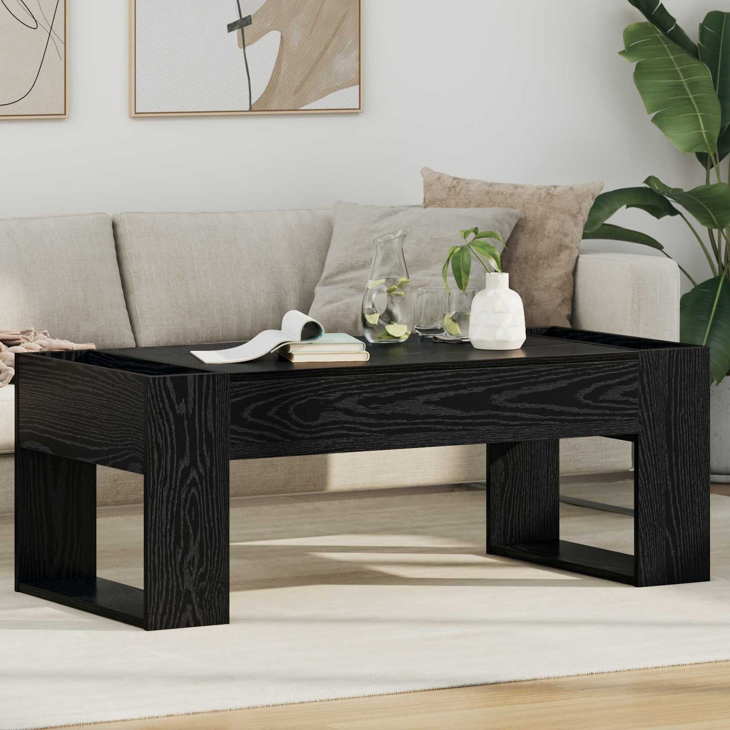 Konferenční Stolek Černý Dub 110 X 50 X 41 Cm Kompozitní Dřevo