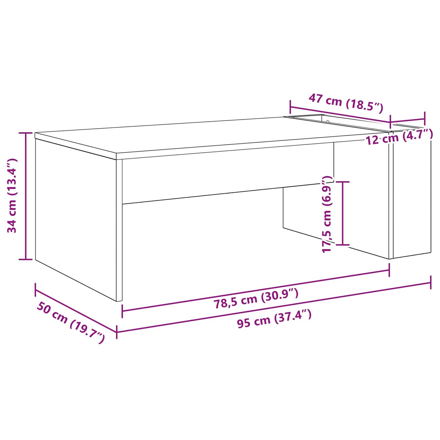 Konferenční Stolek Sonoma Dub 95 X 50 X 34 Cm Kompozitní Dřevo