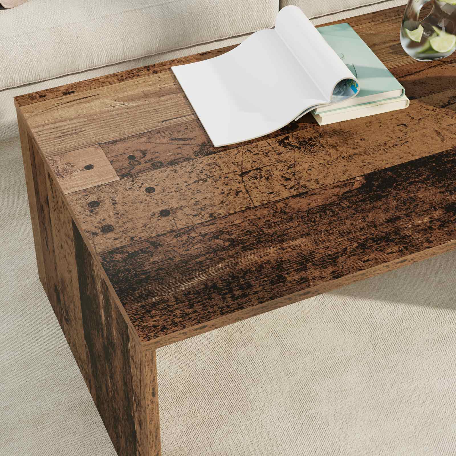 Konferenční Stolek Staré Dřevo 95 X 50 X 34 Cm Kompozitní Dřevo
