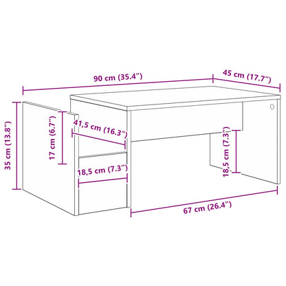Konferenční Stolek Černý Dub 90 X 45 X 35 Cm Kompozitní Dřevo