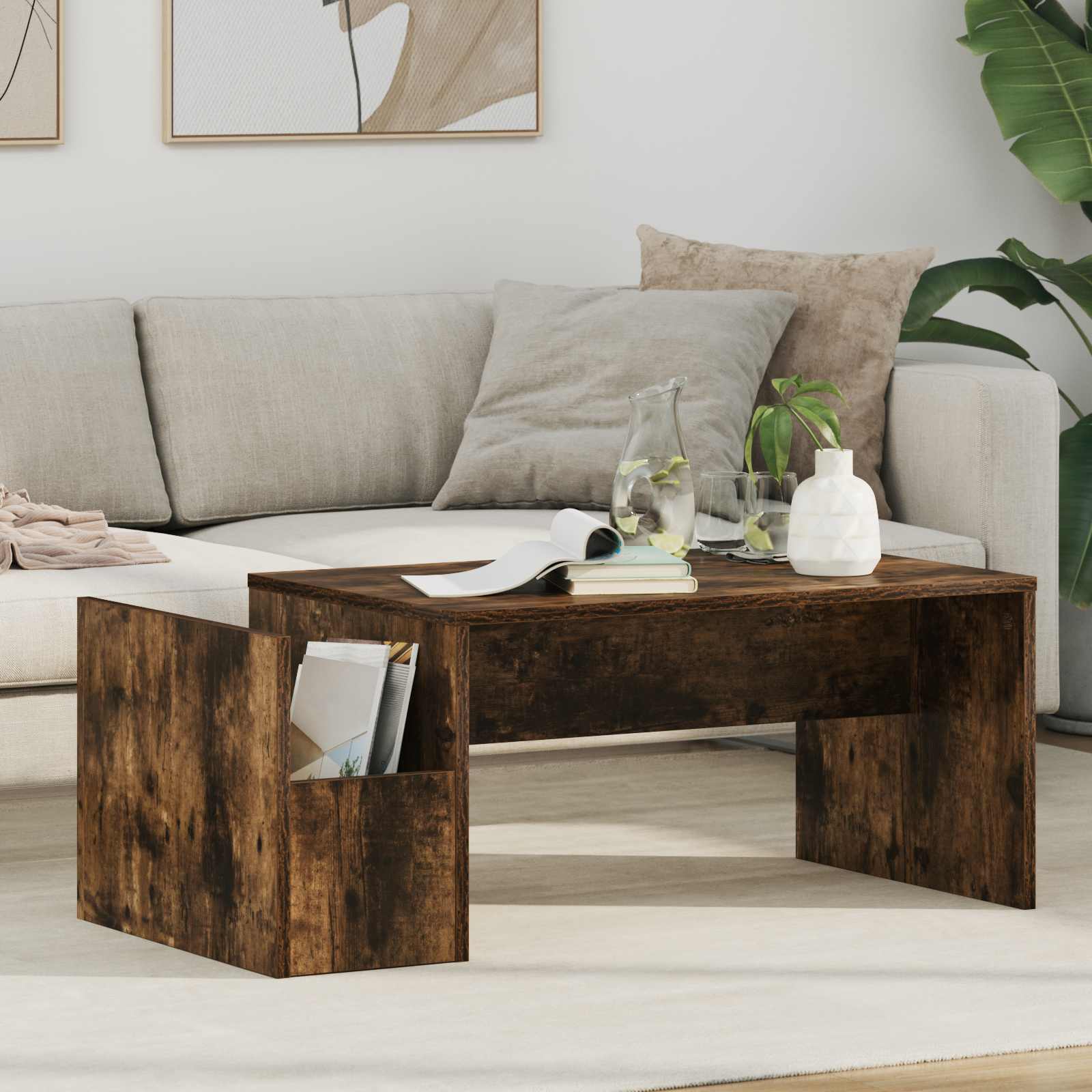 Konferenční Stolek Kouřový Dub 90 X 45 X 35 Cm Kompozitní Dřevo