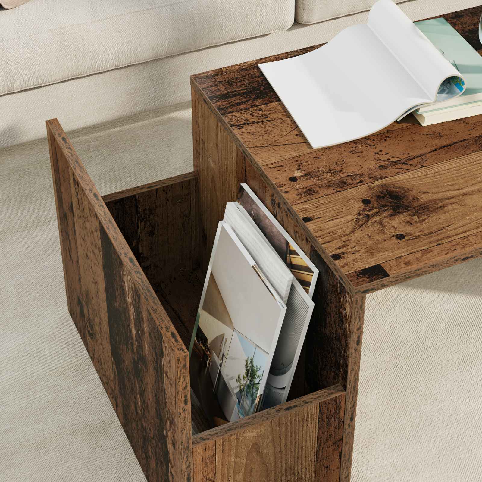 Konferenční Stolek Staré Dřevo 90 X 45 X 35 Cm Kompozitní Dřevo
