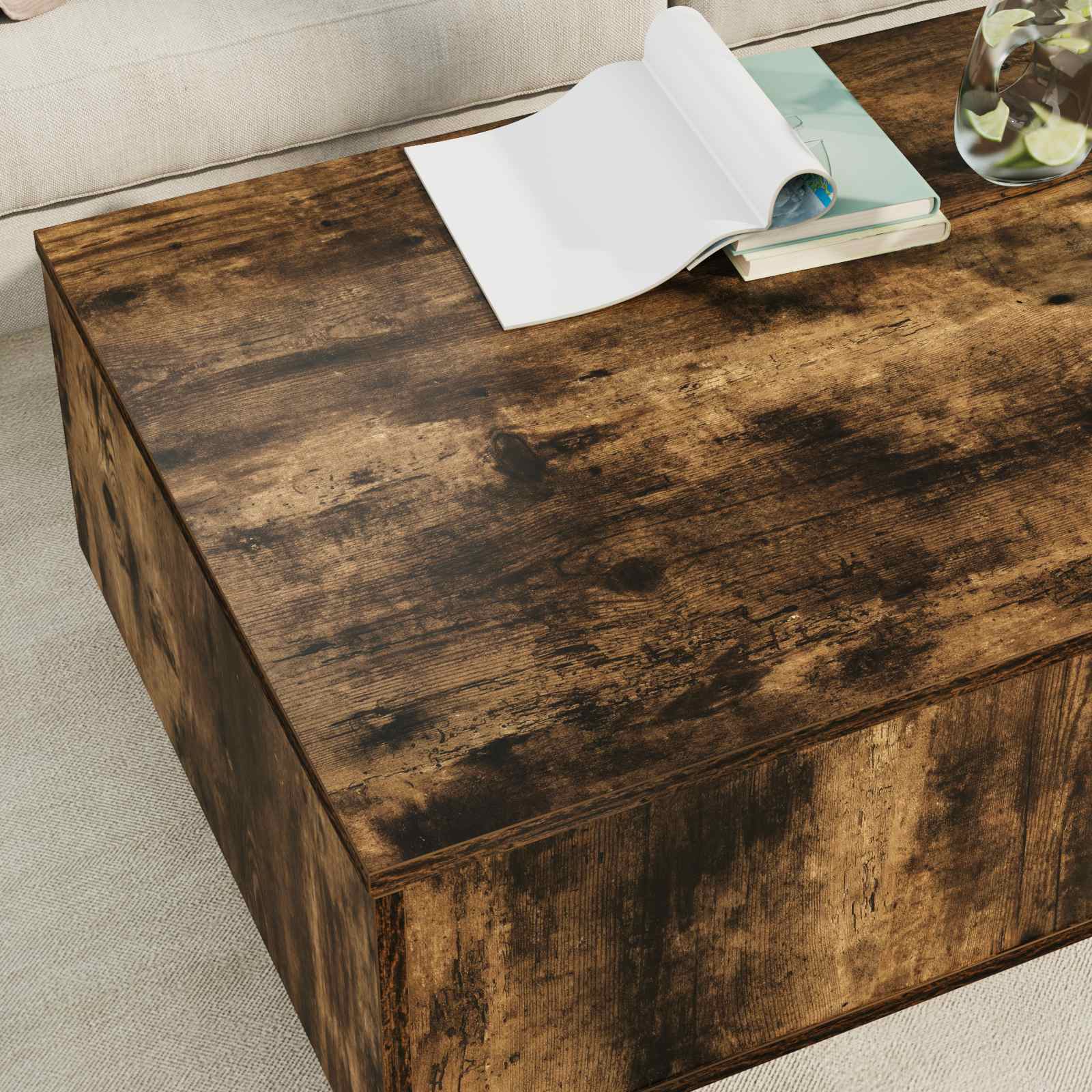 Konferenční Stolek Kouřový Dub 95 X 55 X 31 Cm Kompozitní Dřevo