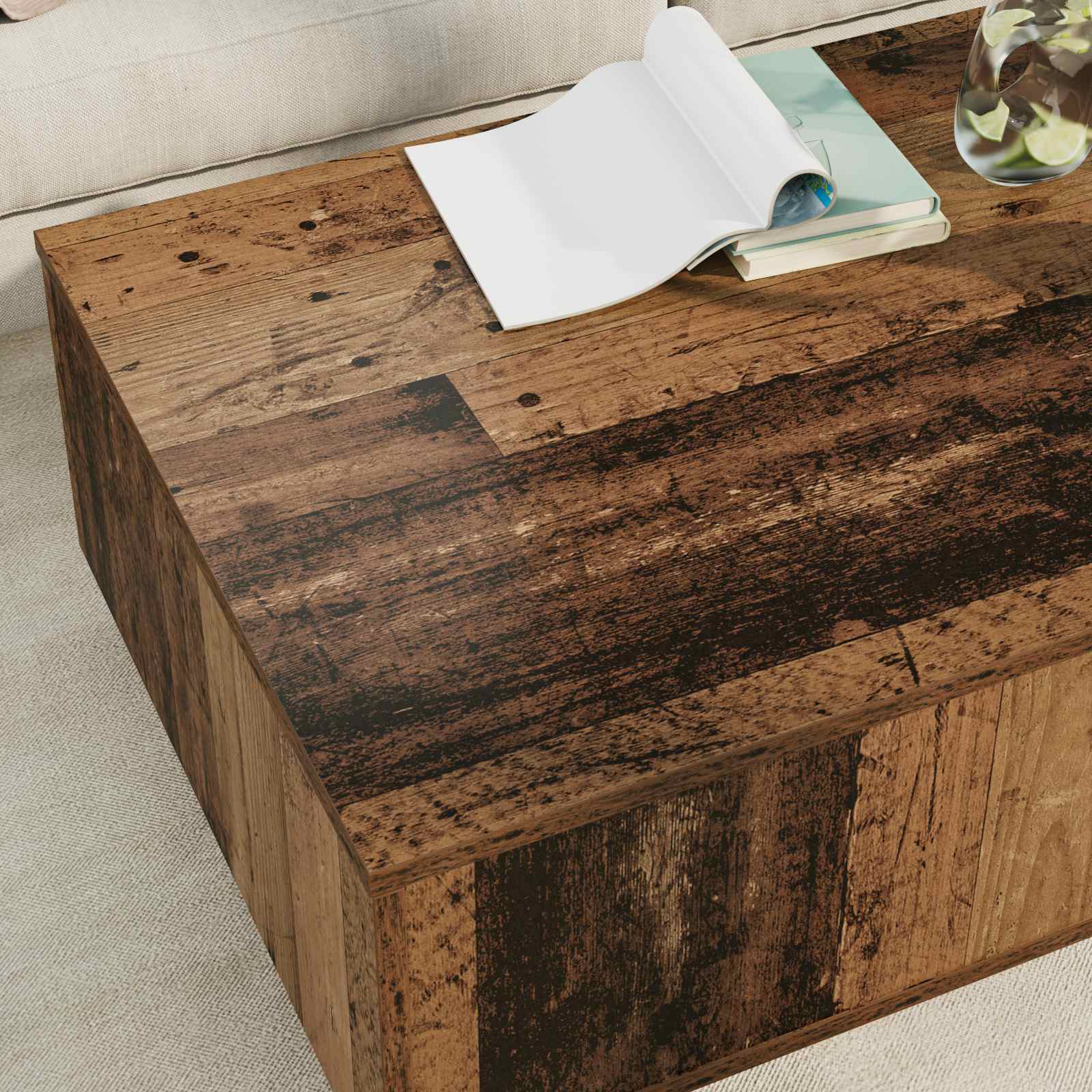 Konferenční Stolek Staré Dřevo 95 X 55 X 31 Cm Kompozitní Dřevo