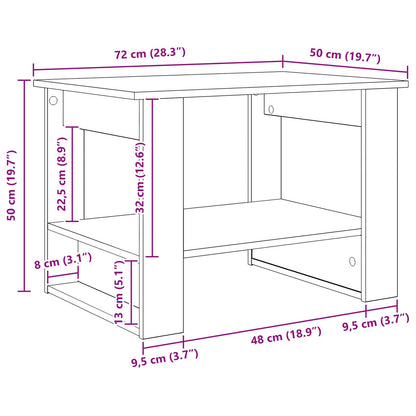 Konferenční Stolek Kouřový Dub 72 X 50 X 50 Cm Kompozitní Dřevo