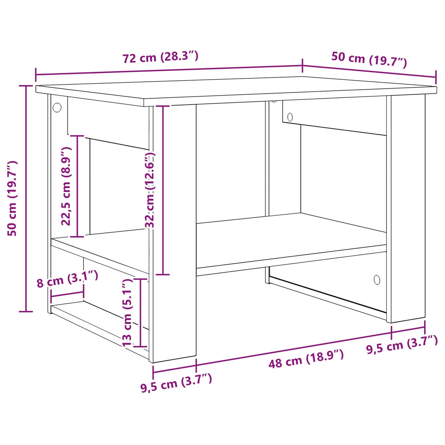 Konferenční Stolek Staré Dřevo 72 X 50 X 50 Cm Kompozitní Dřevo