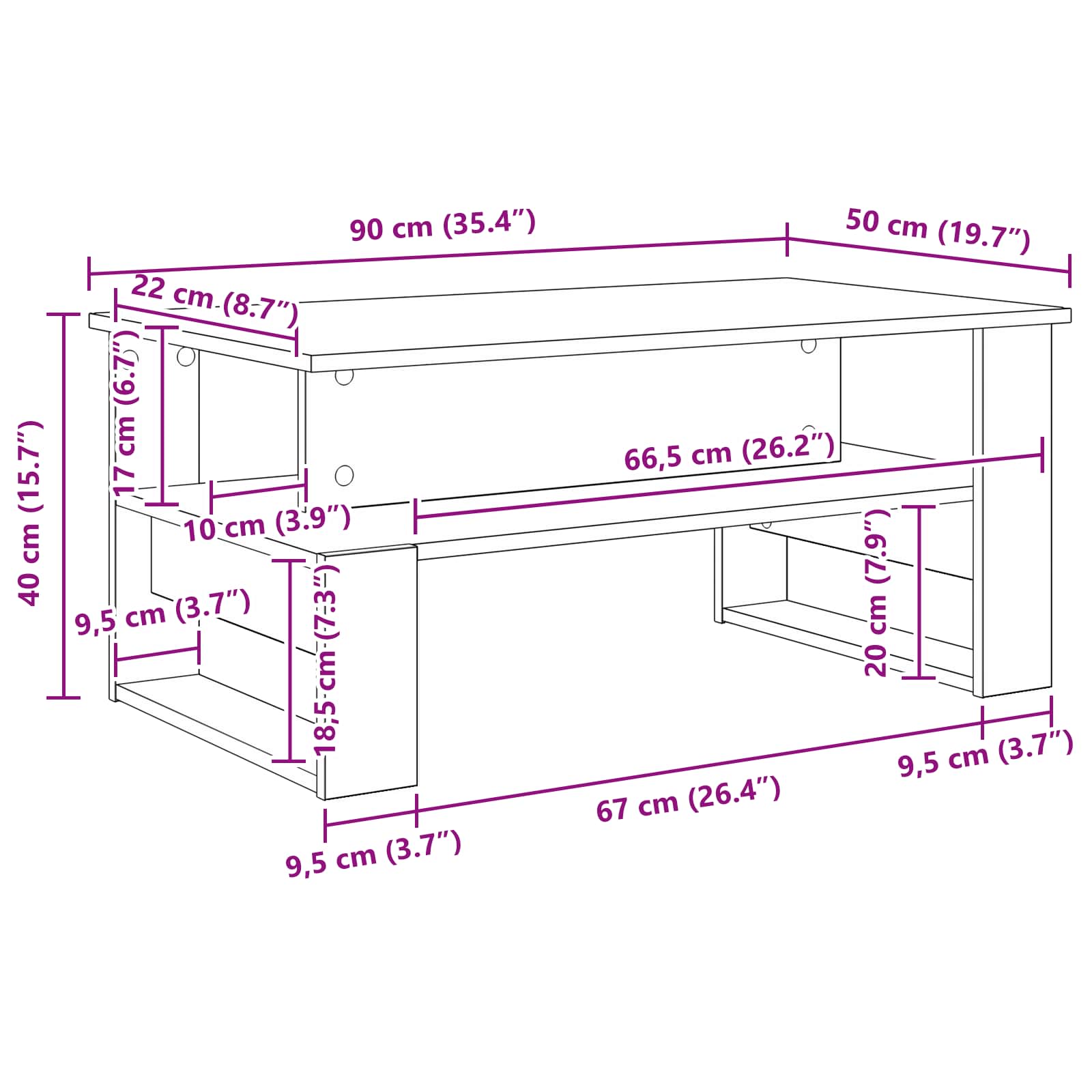 Konferenční Stolek Sonoma Dub 90 X 50 X 40 Cm Kompozitní Dřevo