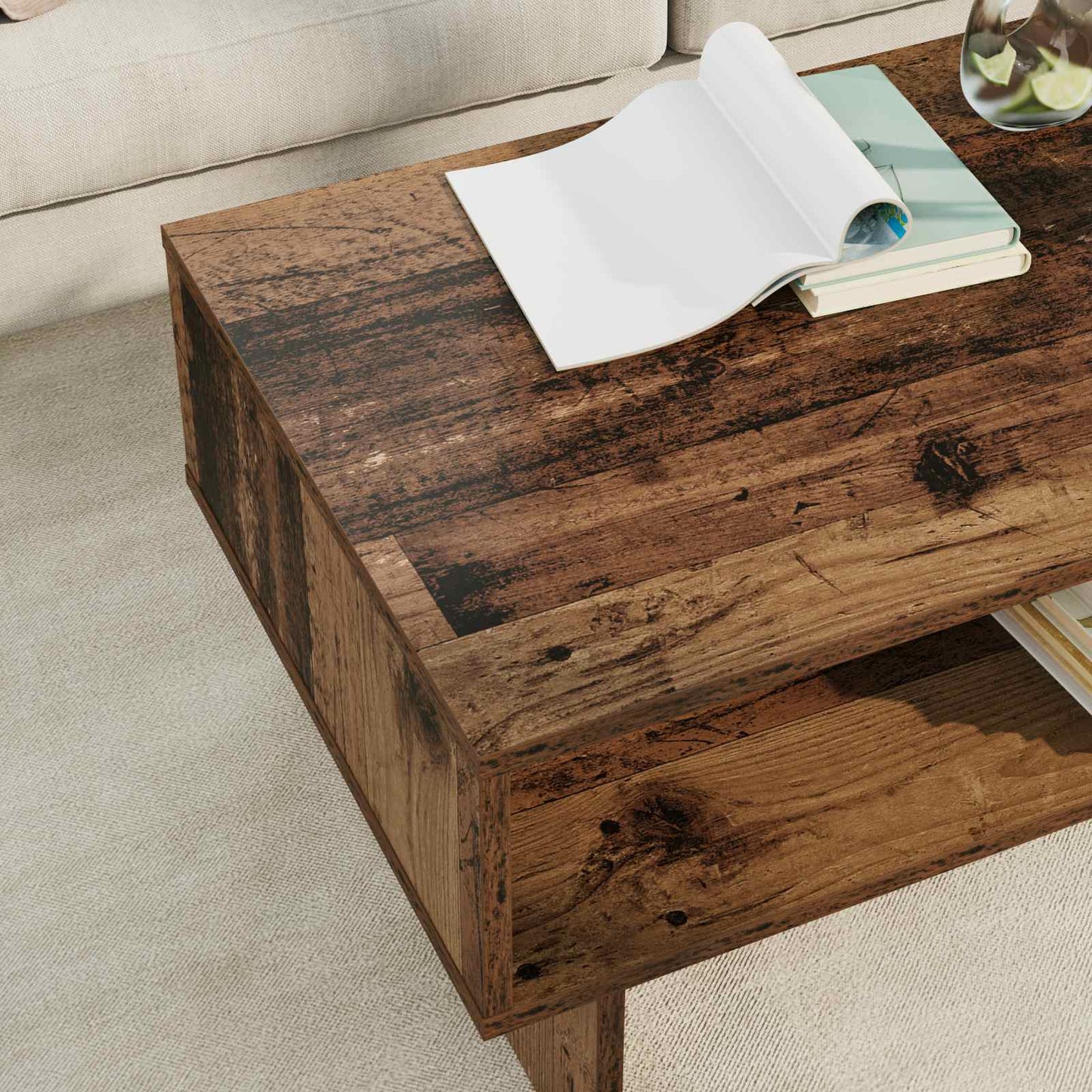 Konferenční Stolek Staré Dřevo 80 X 46 X 35 Cm Kompozitní Dřevo