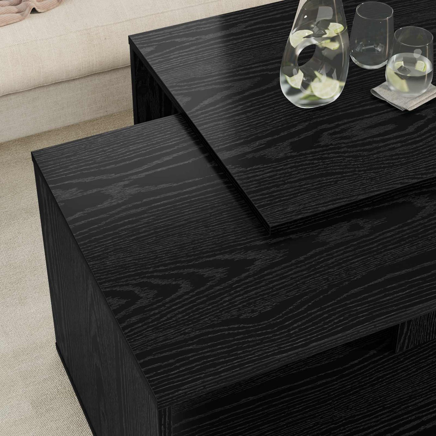 Sada Konferenčních Stolků 2 Pcs Černý Dub 90 X 48 X 40 Cm