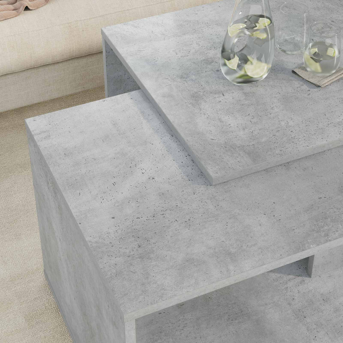 Sada Konferenčních Stolků 2 Pcs Betonově Šedá 90 X 48 X 40 Cm