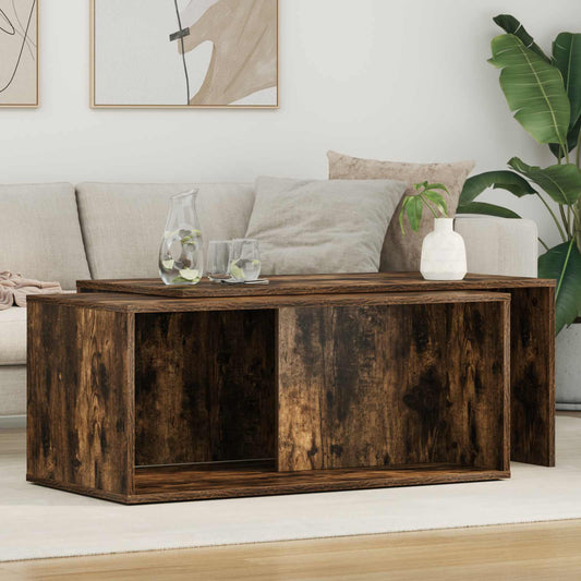 Sada Konferenčních Stolků 2 Pcs Kouřový Dub 90 X 48 X 40 Cm