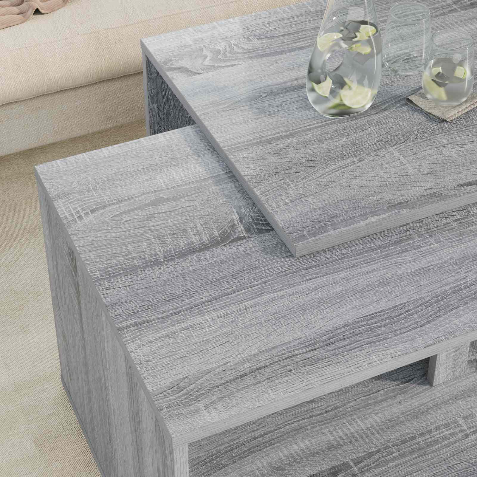 Sada Konferenčních Stolků 2 Pcs Šedá Sonoma 90 X 48 X 40 Cm