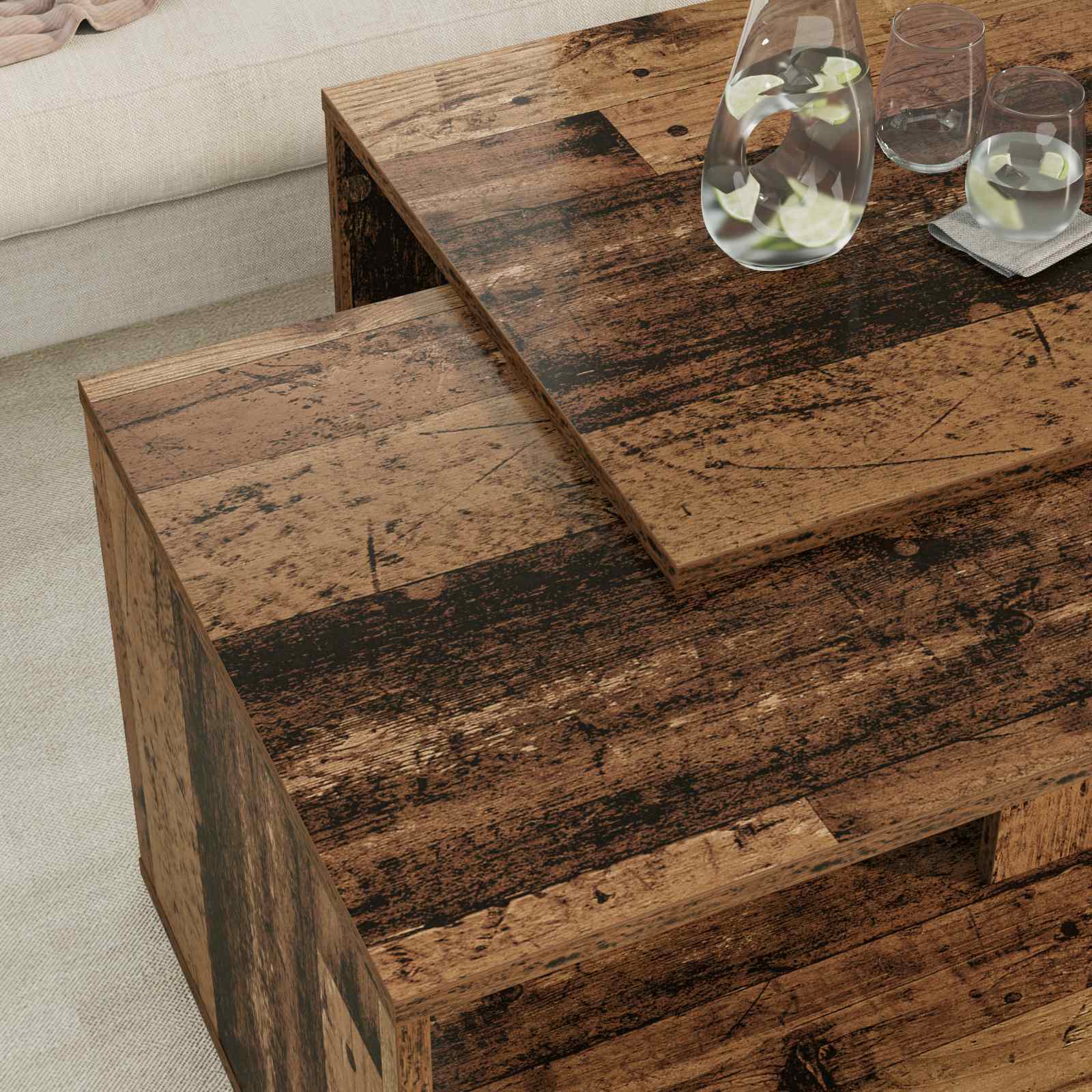 Sada Konferenčních Stolků 2 Pcs Staré Dřevo 90 X 48 X 40 Cm