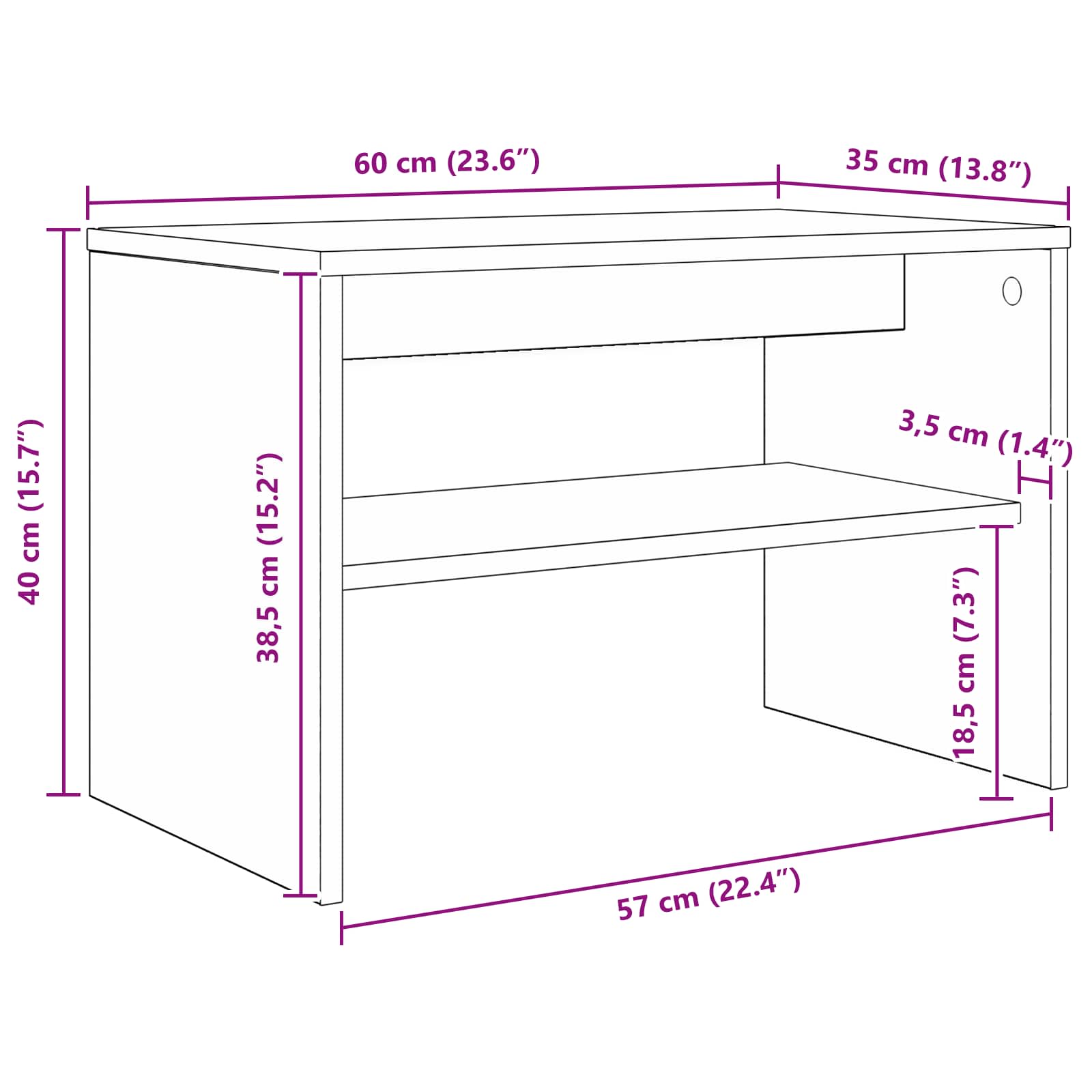Televizní Skříň 60 X 35 X 40 Cm Sonoma Dub Kompozitní Dřevo