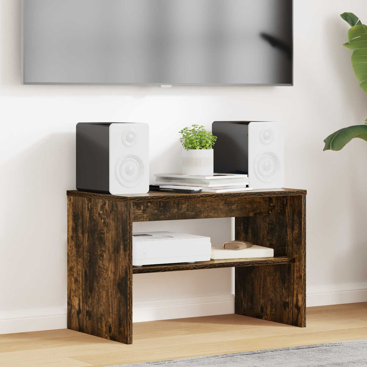 Televizní Skříň 60 X 35 X 40 Cm Kouřový Dub Kompozitní Dřevo