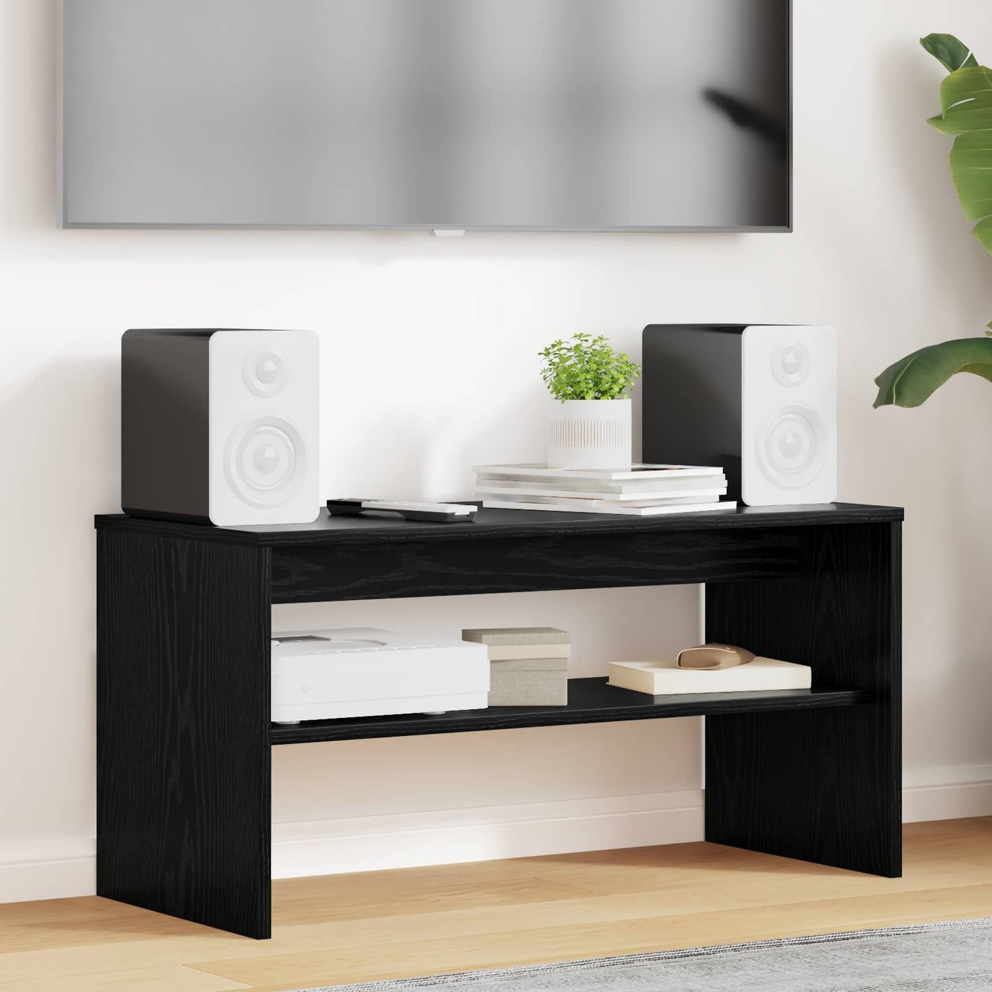 Televizní Skříň 80 X 35 X 40 Cm Černý Dub Kompozitní Dřevo