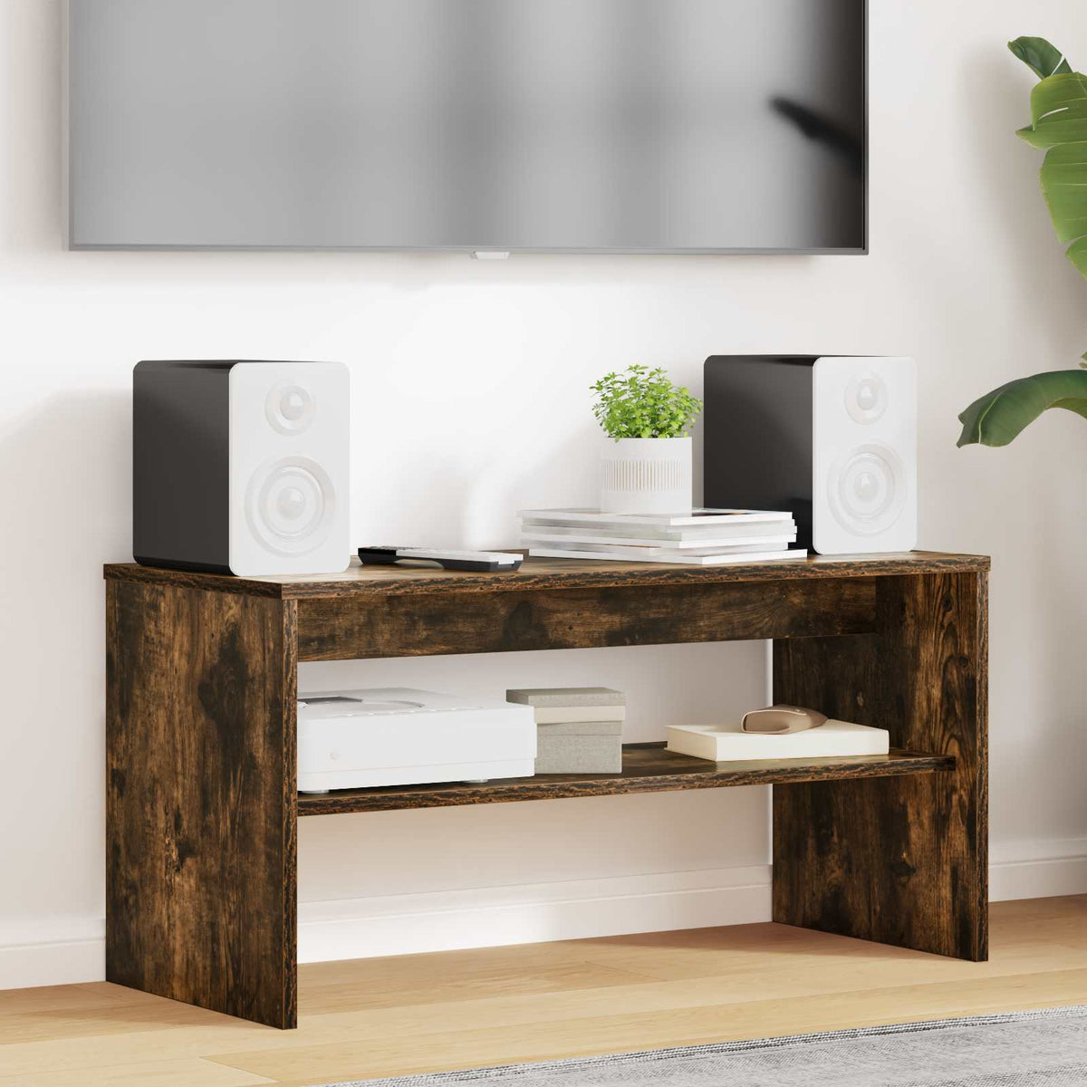 Televizní Skříň 80 X 35 X 40 Cm Kouřový Dub Kompozitní Dřevo