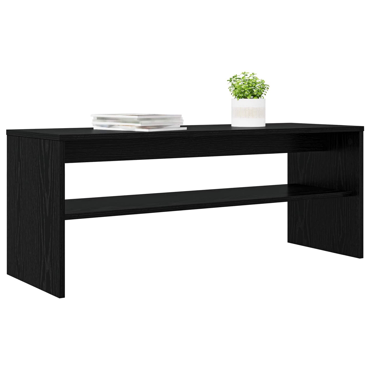 Televizní Skříň 100 X 35 X 40 Cm Černý Dub Kompozitní Dřevo