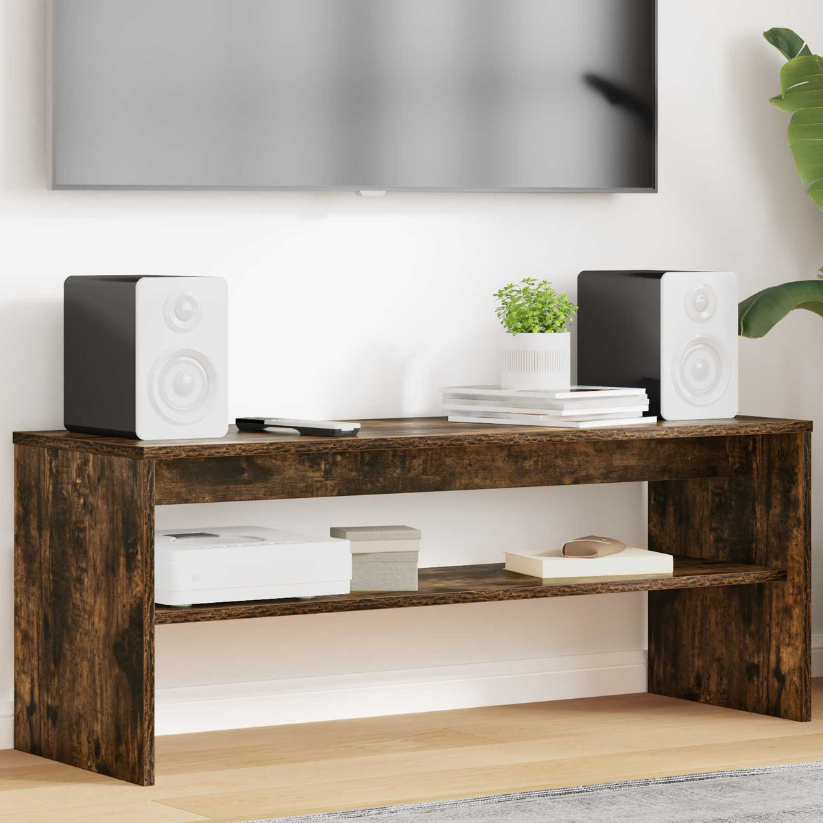 Televizní Skříň 100 X 35 X 40 Cm Kouřový Dub Kompozitní Dřevo