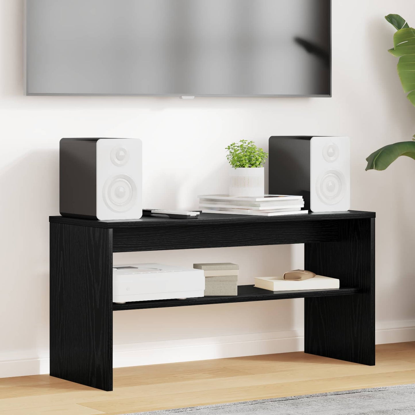 Televizní Skříň 80 X 30 X 40 Cm Černý Dub Kompozitní Dřevo