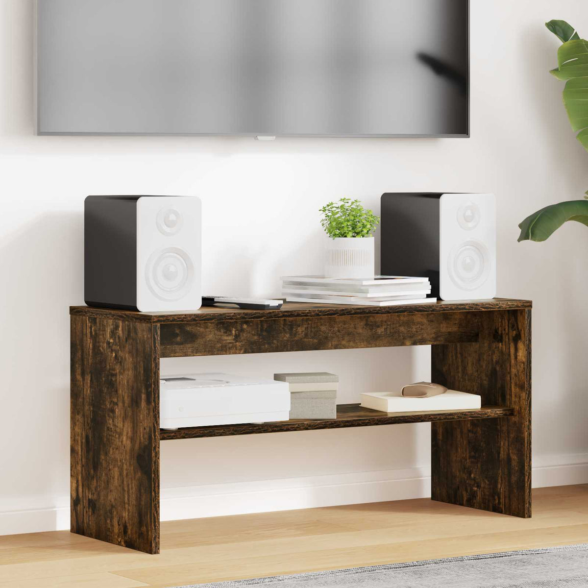 Televizní Skříň 80 X 30 X 40 Cm Kouřový Dub Kompozitní Dřevo