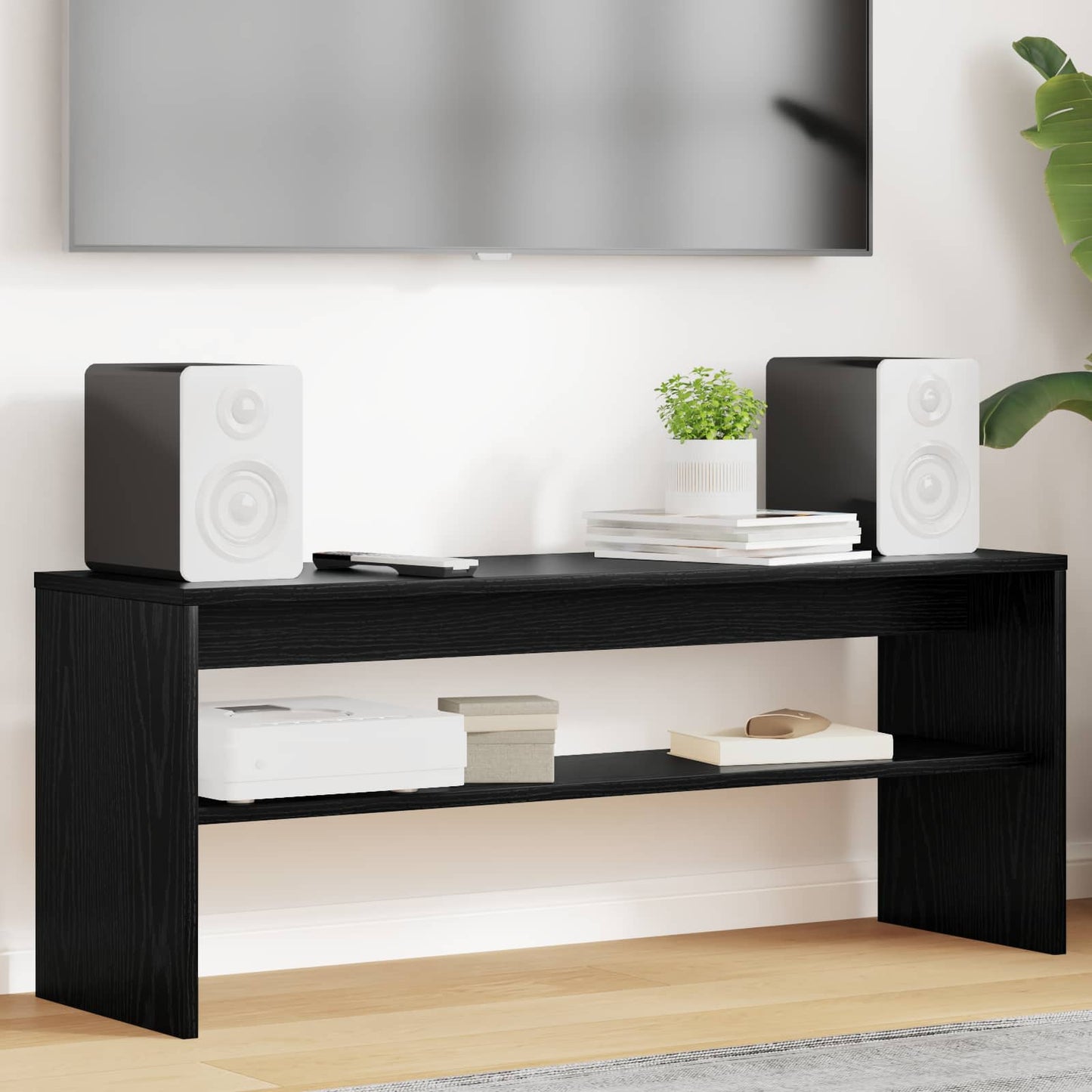 Televizní Skříň 100 X 30 X 40 Cm Černý Dub Kompozitní Dřevo