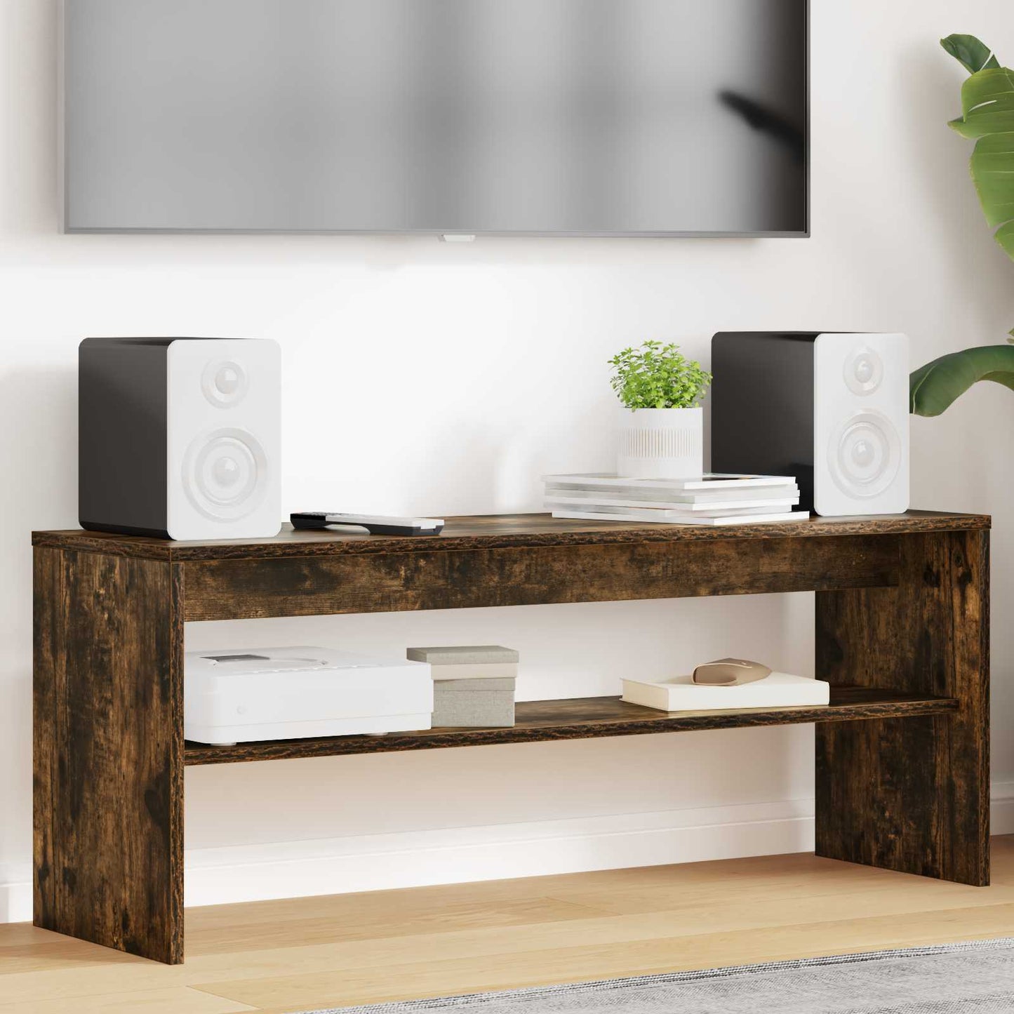Televizní Skříň 100 X 30 X 40 Cm Kouřový Dub Kompozitní Dřevo