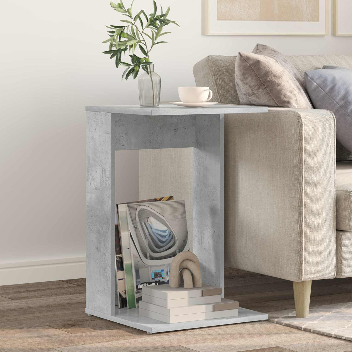 Boční Stůl Betonově Šedá 40 X 38 X 62,5 Cm Kompozitní Dřevo