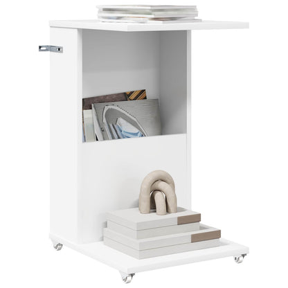 Boční Stůl S Kolem Bílá 40 X 35 X 60 Cm Kompozitní Dřevo