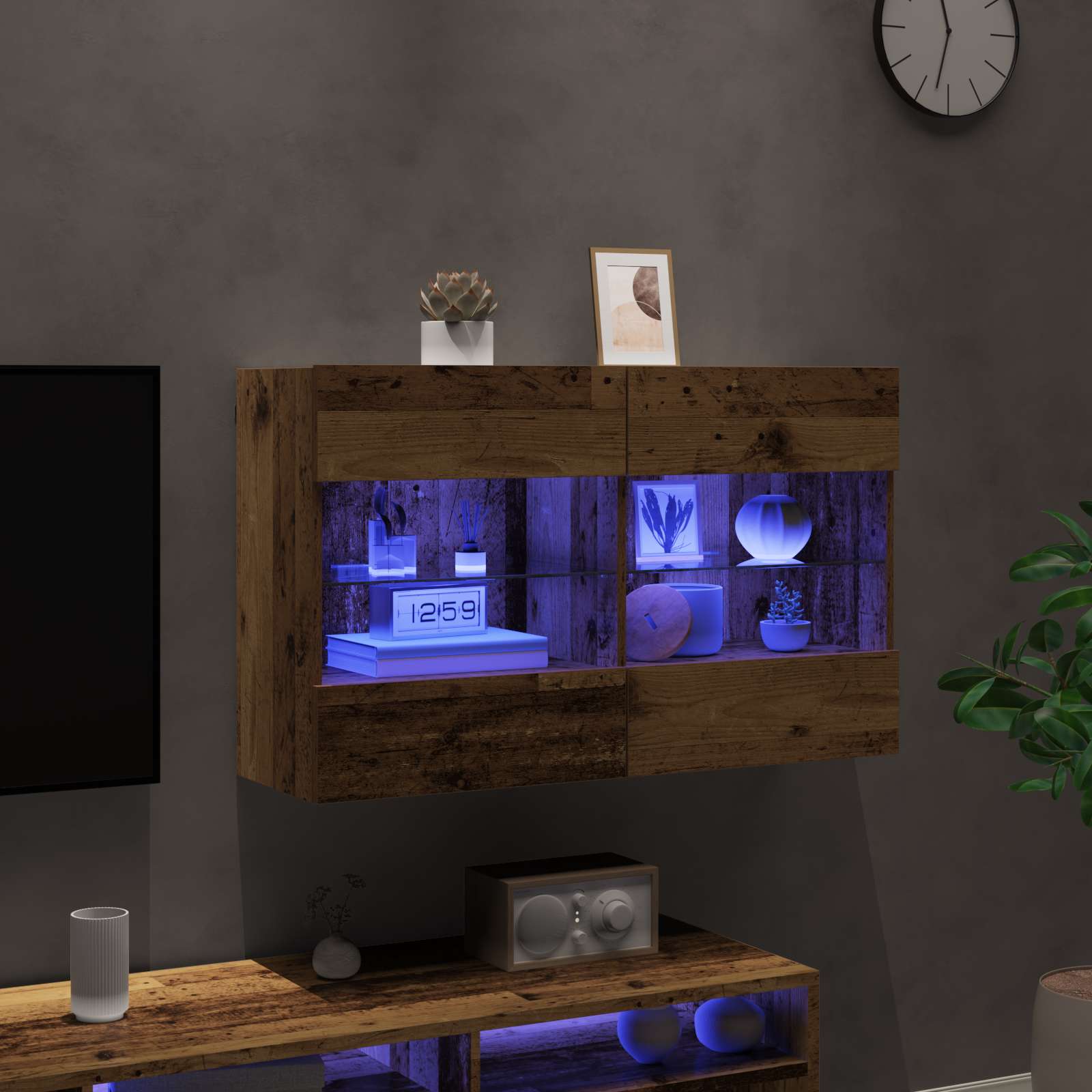 Tv Wall Cabinet 98,5 X 30 X 60,5 Cm Staré Dřevo