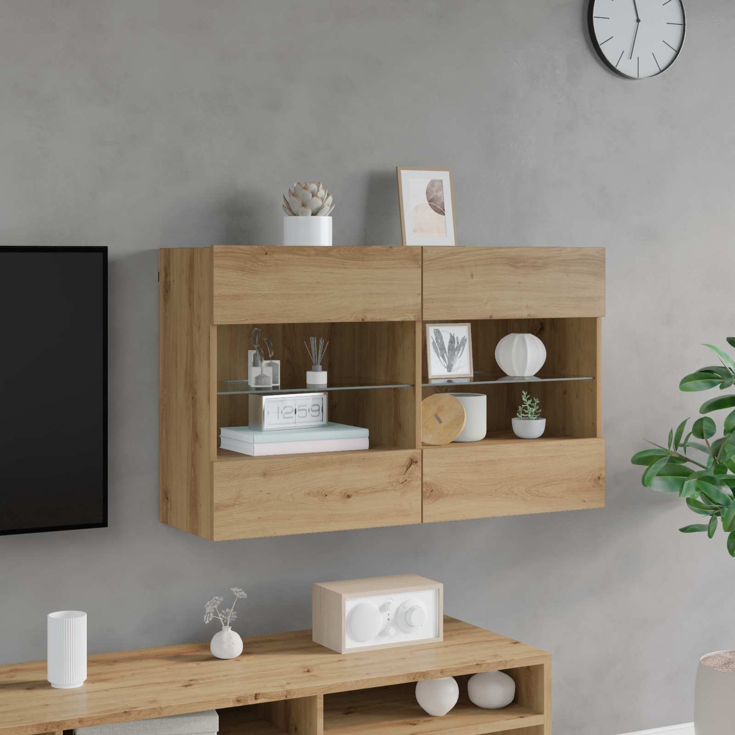 Tv Wall Cabinet 98,5 X 30 X 60,5 Cm Artisanový Dub