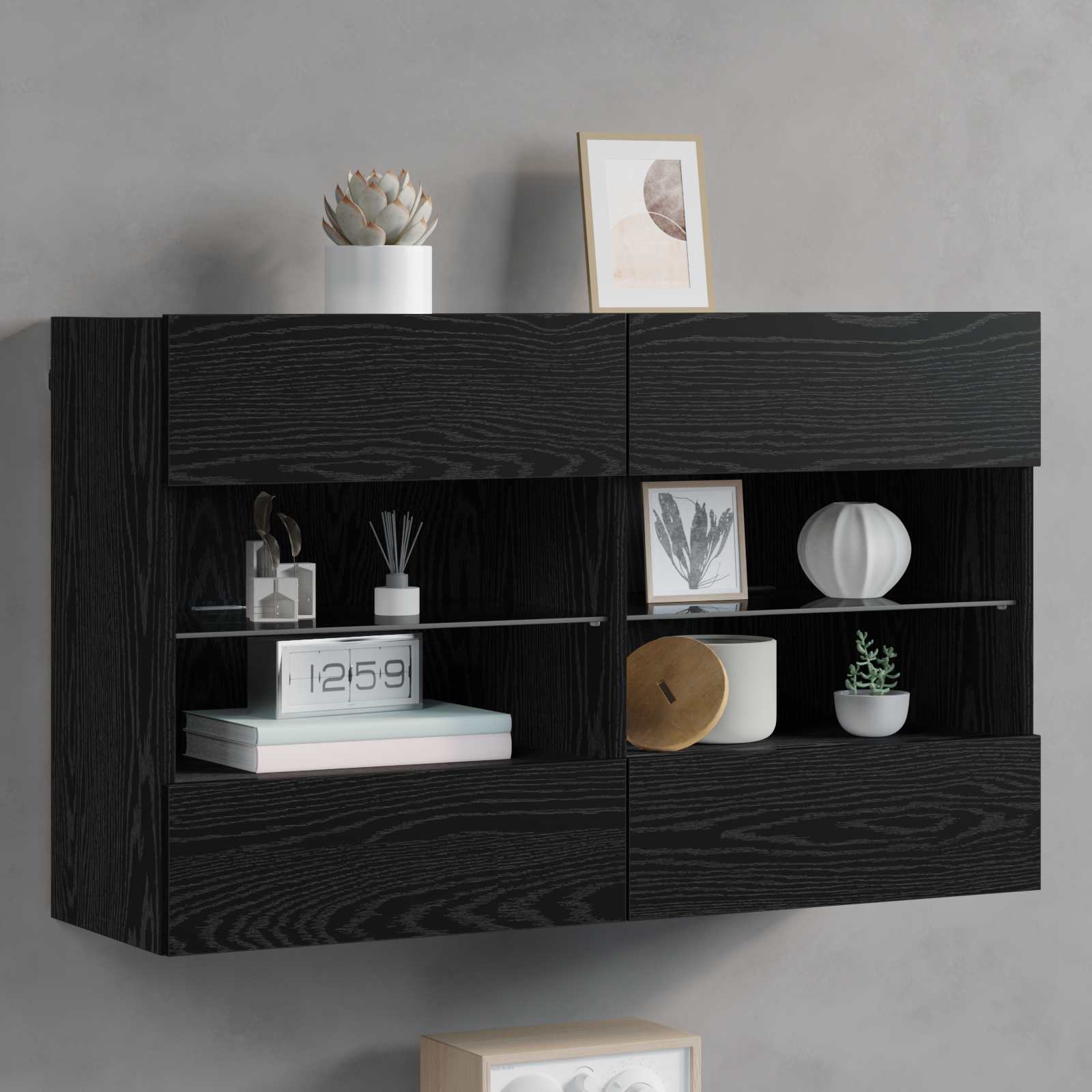 Tv Wall Cabinet 98,5 X 30 X 60,5 Cm Černý Dub Kompozitní Dřevo