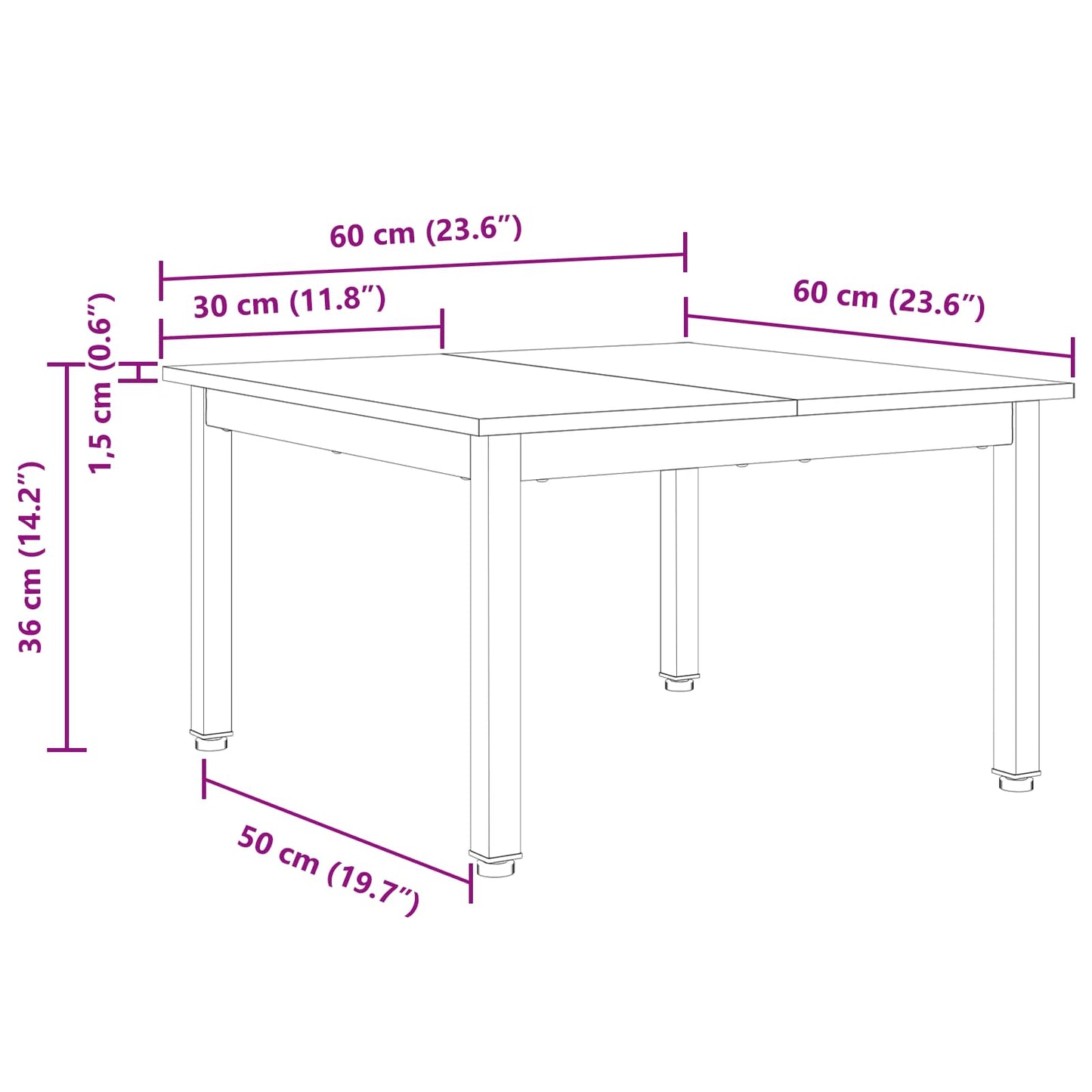 Konferenční Stolek Bílá 60 X 60 X 36 Cm Masivní Borové Dřevo