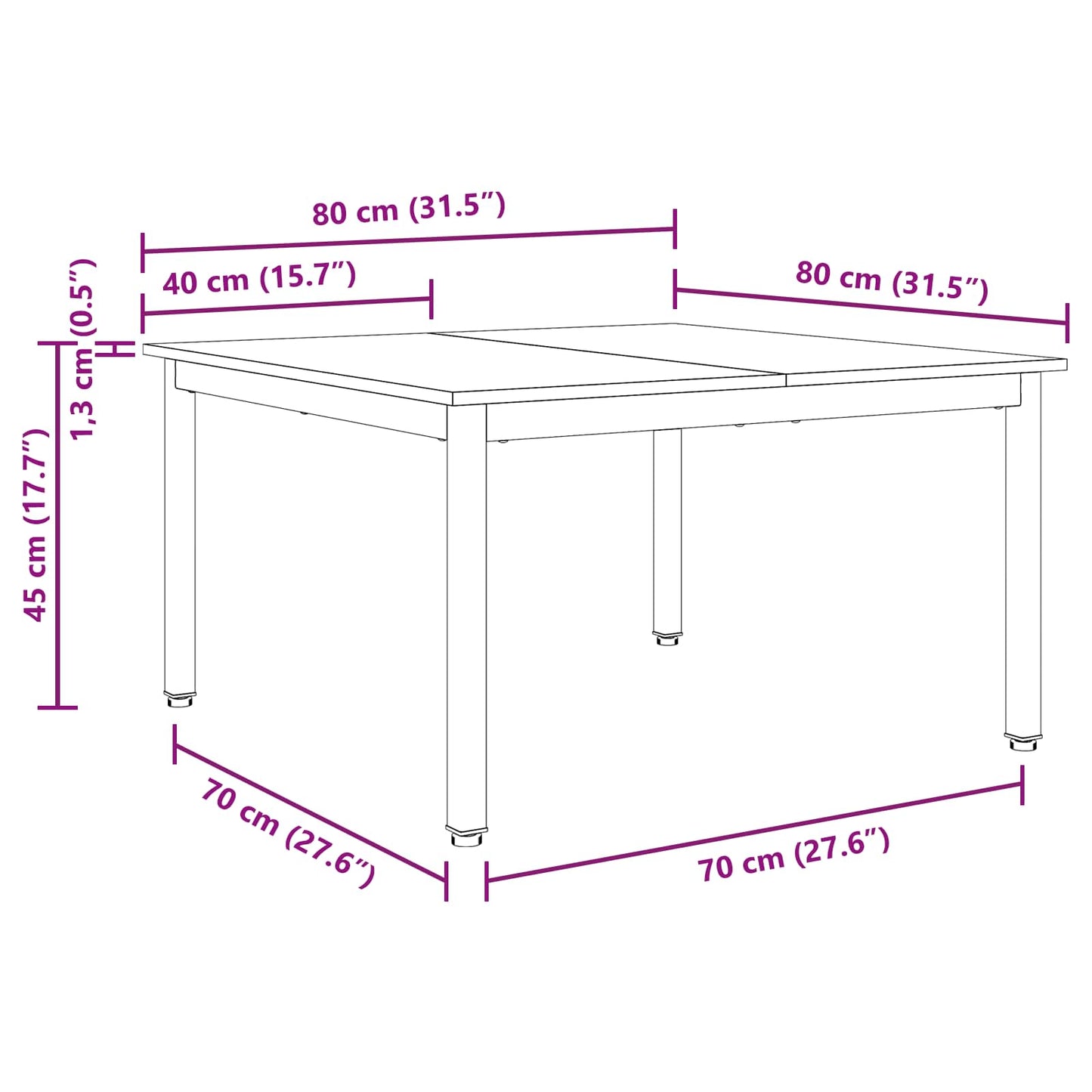 Konferenční Stolek Bílá 80 X 80 X 45 Cm Masivní Borové Dřevo