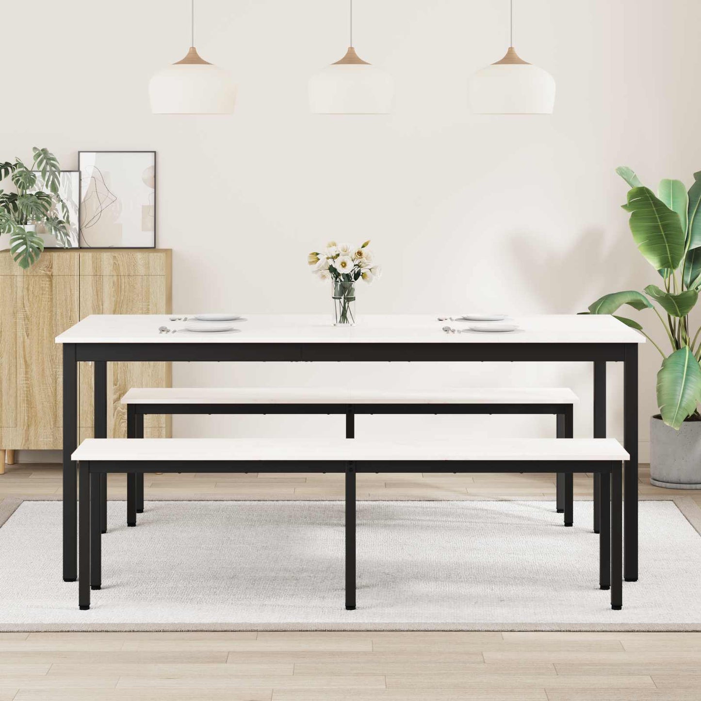 Jídelní Stůl Bílá 180 X 90 X 75 Cm Masivní Borové Dřevo