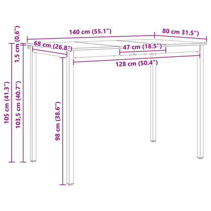 Barový Stůl Přírodní 140 X 80 X 105 Cm Masivní Borové Dřevo