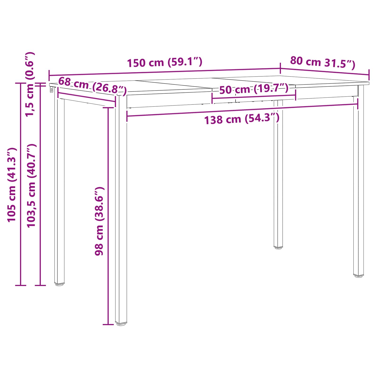 Barový Stůl Přírodní 150 X 80 X 105 Cm Masivní Borové Dřevo