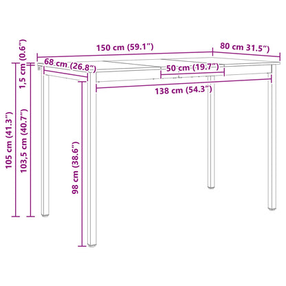 Barový Stůl Přírodní 150 X 80 X 105 Cm Masivní Borové Dřevo