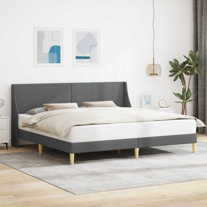 Rám Postele S Čelo Tmavě Šedá 137 X 190 Cm Textil