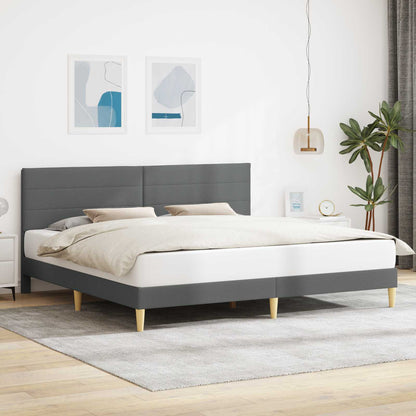 Rám Postele S Čelo Tmavě Šedá 153 X 203 Cm Textil