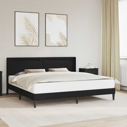 Rám Postele S Led Pásky S Čelo Černá 180 X 200 Cm Umělá Kůže