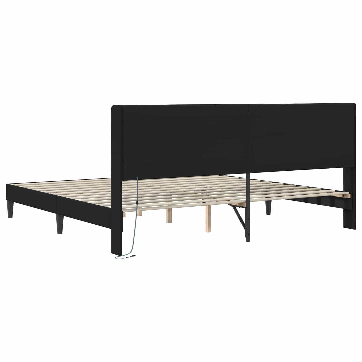 Rám Postele S Led Pásky S Čelo Černá 180 X 200 Cm Umělá Kůže