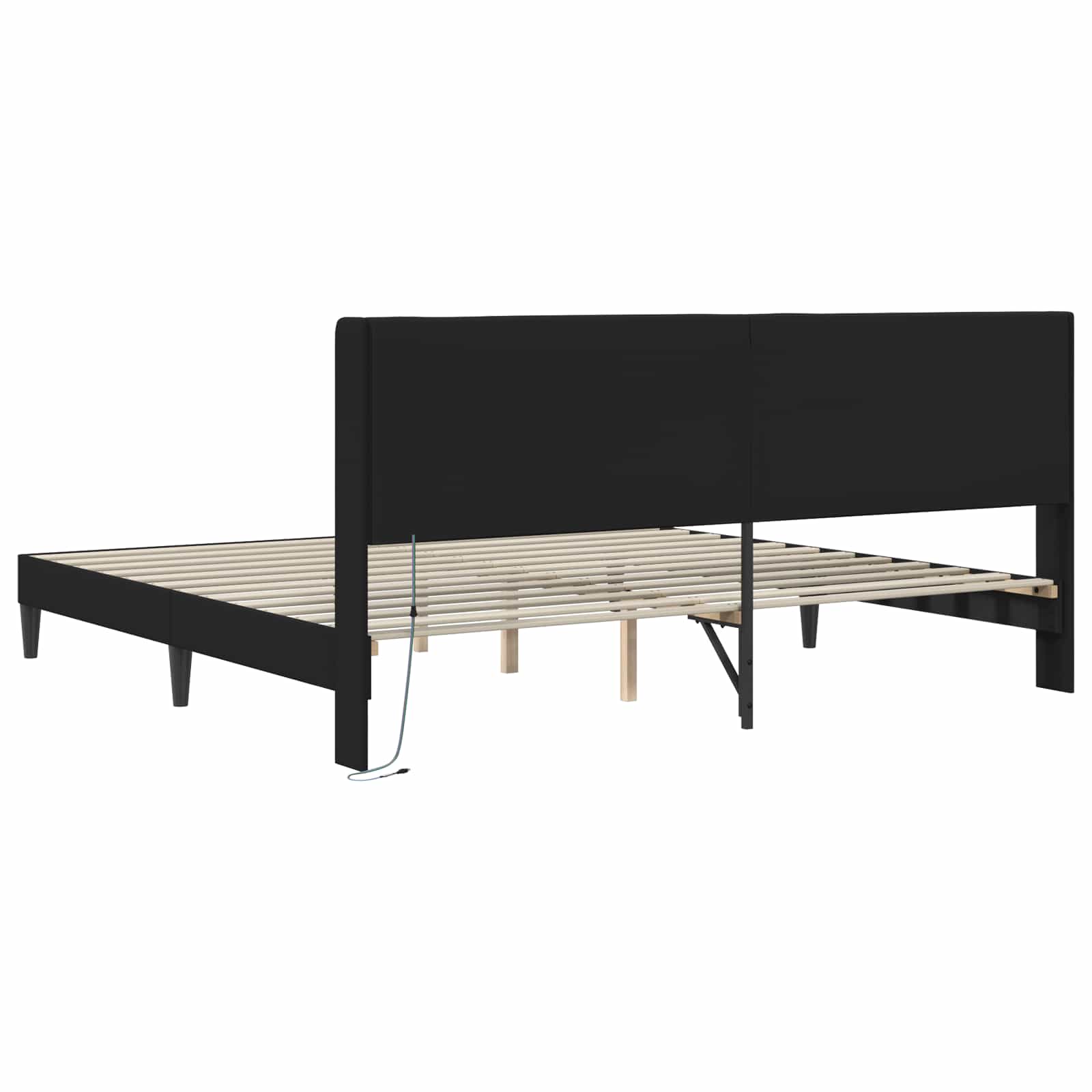 Rám Postele S Led Pásky S Čelo Černá 180 X 200 Cm Umělá Kůže