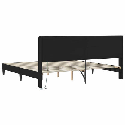 Rám Postele S Led Pásky S Čelo Černá 180 X 200 Cm Umělá Kůže